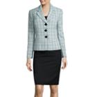 Le Suit Long-sleeve Plaid Tweed Skirt Suit Set