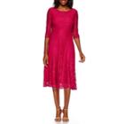 Signature By Sangria 3/4-sleeve Lace Fit-and-flare Dress