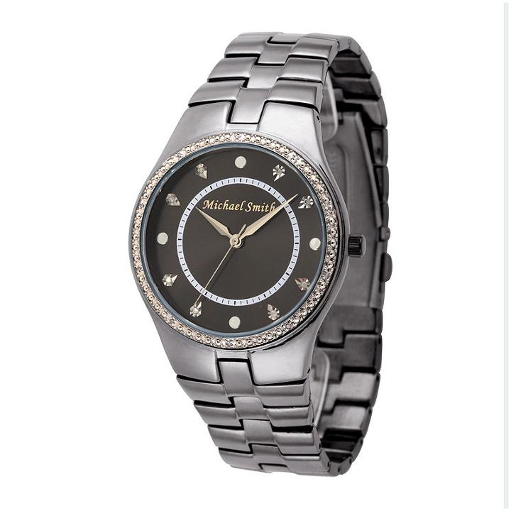 Personalized Dial Mens Diamond-accent Black Watch