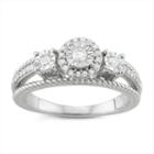 Womens 1/4 Ct. T.w. Genuine Round White Diamond Sterling Silver Side Stone Ring