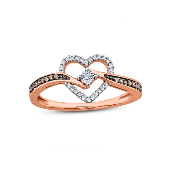 Womens 1/6 Ct. T.w. Genuine Champagne Diamond 10k Gold Engagement Ring