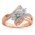 Womens 1/7 Ct. T.w. Genuine White Diamond 14k Rose Gold Over Silver Cocktail Ring
