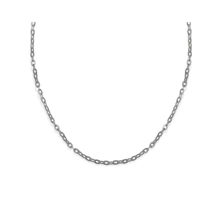 Silver Reflections&trade; Chain Diamond Cut Oval-link Chain Necklace