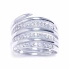 Sparkle Allure Womens Silver Over Brass Cubic Zirconia Ring