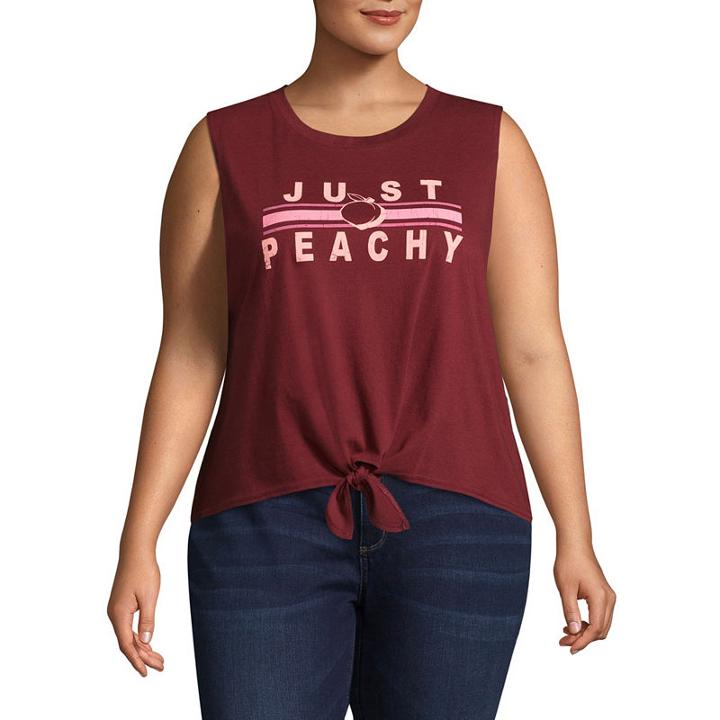 Just Peachy Tie Front Tank - Juniors Plu