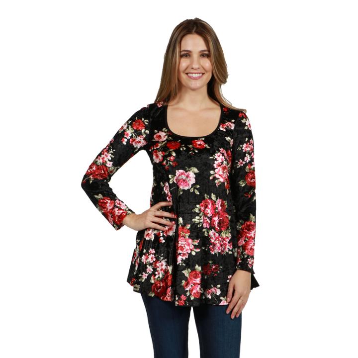 24/7 Comfort Apparel Savannah Velvet Tunic Top