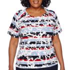 Alfred Dunner All Aboard Short-sleeve Graphic Striped Flower Tee - Plus