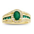 Genuine Emerald & 1/3 C.t.t.w. Diamond 10k Yellow Gold Ring
