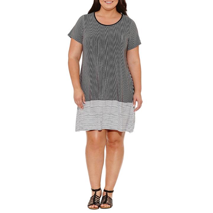 Spense Short Sleeve Stripe Sheath Dress-plus