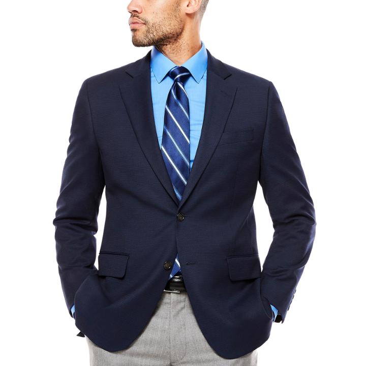 Stafford Yearround Med Blue Boxweave Sport Coat
