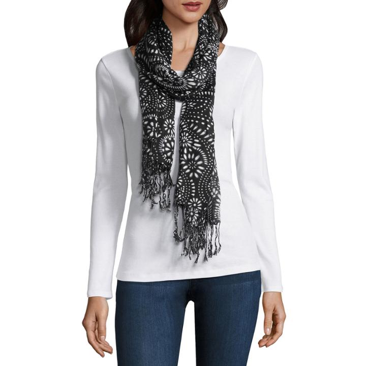 Liz Claiborne Eyelet Fringe Pashmina Scarf