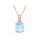Womens Diamond Accent Blue Topaz Gold Over Silver Pendant Necklace