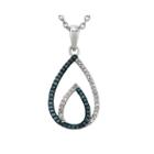 1/7 Ct. T.w. White And Color-enhanced Blue Diamond Sterling Silver Teardrop Pendant Necklace