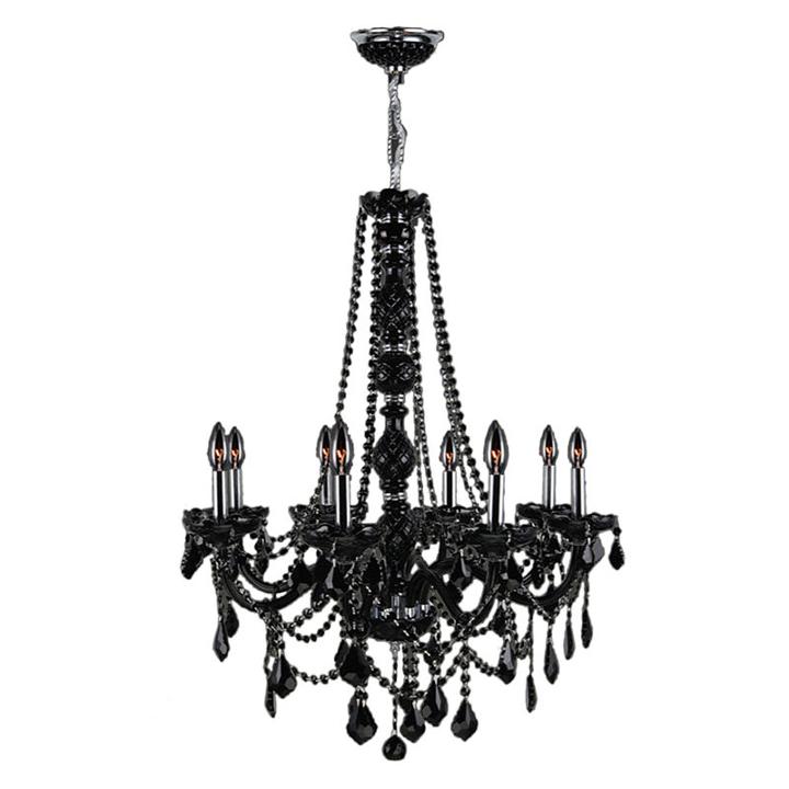 Provence Collection 8 Light Chrome Finish And Black Crystal Chandelier