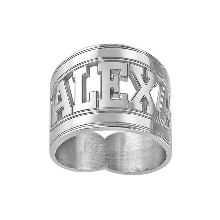 Personalized Block Name Ring