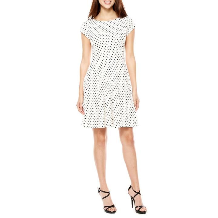 Danny & Nicole Short Sleeve Dots Fit & Flare Dress