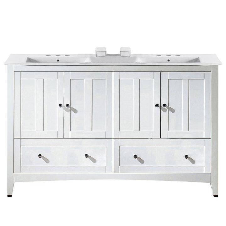 59-in. W Floor Mount White Vanity Set For 3h8-in. Drilling