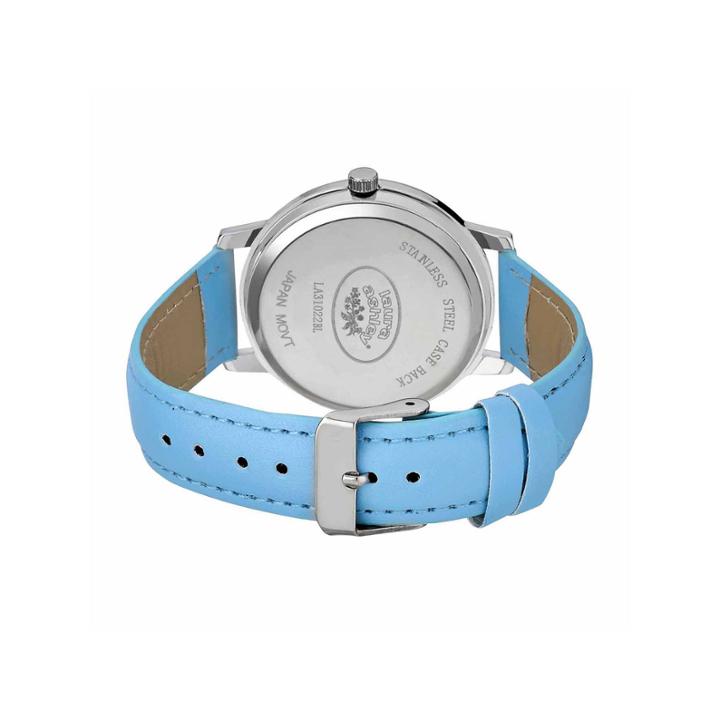 Laura Ashley Womens Floral Print Dial Blue Strap Watch-la31022bl