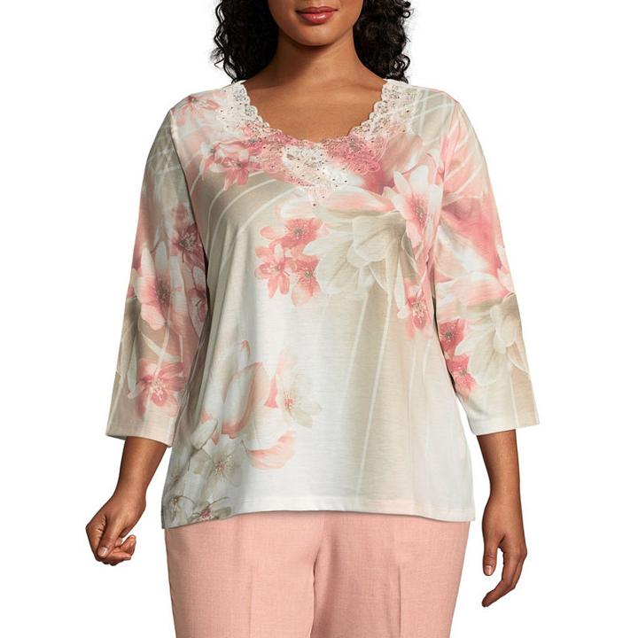 Alfred Dunner La Dolce Vita Asymmetrical Floral Top- Plus