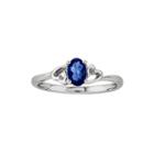 Womens Blue Sapphire Sterling Silver Solitaire Ring