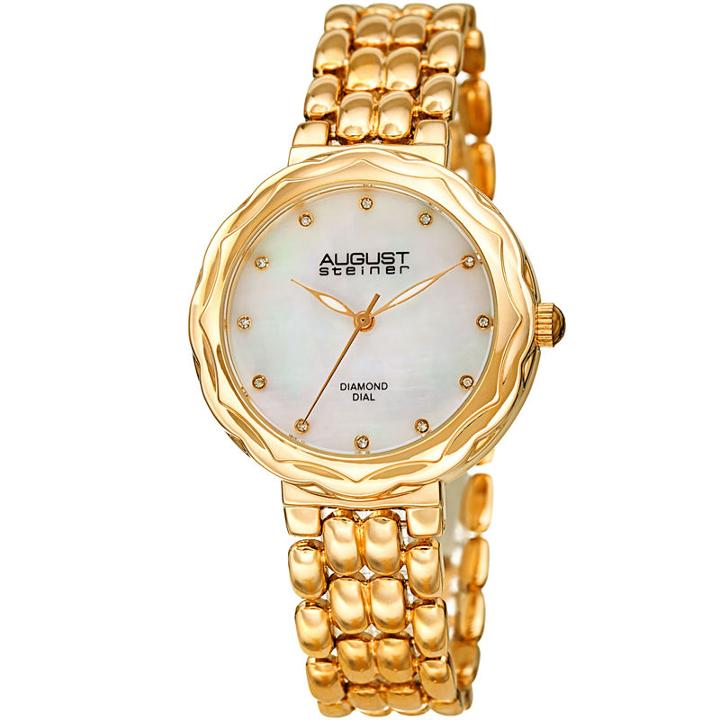 August Steiner Womens Gold Tone Strap Watch-as-8248yg