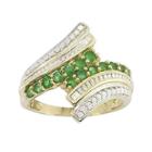 10k Yellow Gold Genuine Emerald & Diamond-accent Bypass Ring