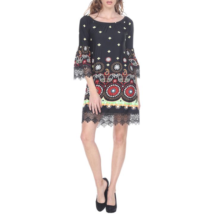 White Mark Rakel 3/4 Sleeve Floral Sheath Dress