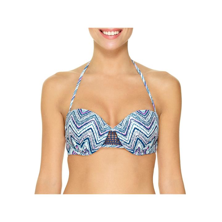Ambrielle Chevron Bandeau Swimsuit Top