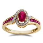 Womens Lead Glass-filled Ruby 10k Gold Cocktail Ring