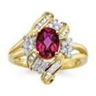 Lab-created Ruby And White Sapphire Cluster Ring
