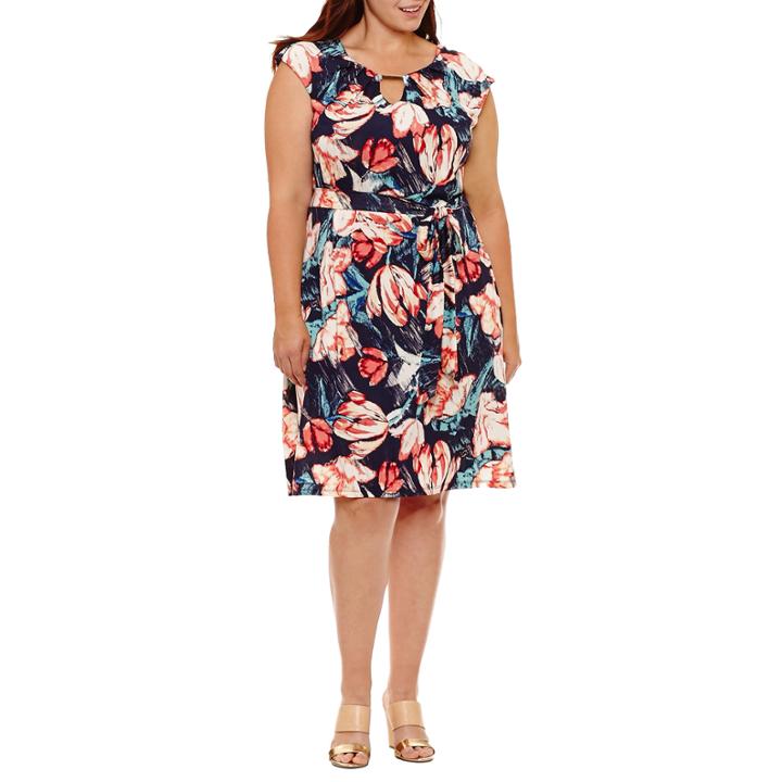 Luxology Sleeveless Floral Fit & Flare Dress-plus