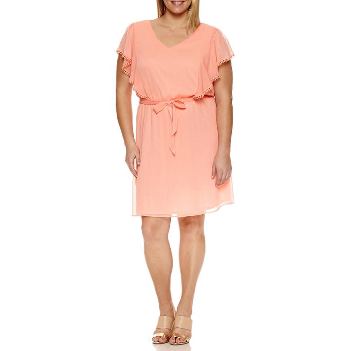 Alyx Short Sleeve Tie Waist Fit & Flare Dress-plus