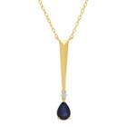 Womens Diamond Accent Genuine Blue Sapphire 10k Gold Pendant Necklace