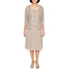 R & M Richards 3/4 Sleeve Lace Chiffon Jacket Dress