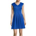 Danny & Nicole Cap-sleeve Embossed Fit-and-flare Dress
