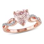 Womens 1/10 Ct. T.w. Morganite Pink 10k Rose Gold Heart Cocktail Ring