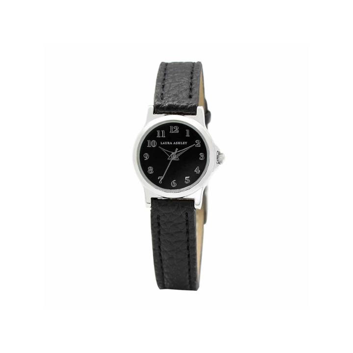 Laura Ashley Petite Band Womens Black Strap Watch-la31028ss