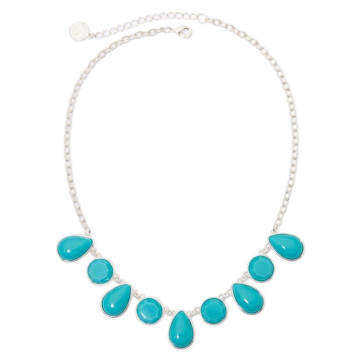 Liz Claiborne Silver-tone Blue Stone Collar Necklace