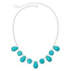 Liz Claiborne Silver-tone Blue Stone Collar Necklace