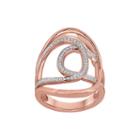 1/3 Ct. T.w. Diamond 14k Rose Gold Over Sterling Silver Open Oval Knuckle Ring
