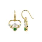 Heart-shaped Genuine Emerald And Diamond-accent Claddagh Earrings