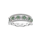Personally Stackable Lab-created Emerald And White Sapphire Sterling Silver Stackable Flip Ring