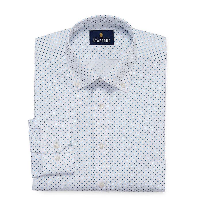 Stafford Slub Linen Look Big And Tall Long Sleeve Dress Shirt