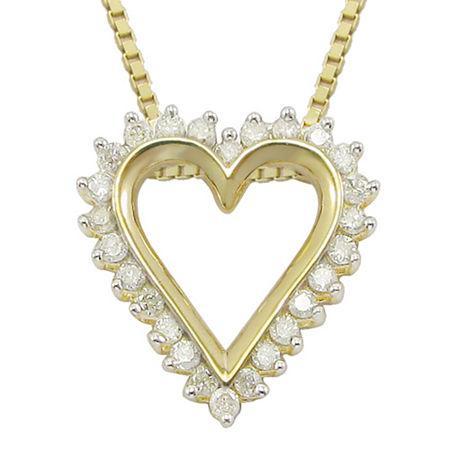 1/10 Ct. T.w Diamond Heart 14k Yellow Gold Over Sterling Silver Pendant Necklace