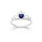 Sterling Silver Lab Created Blue Sapphire & Simulated Diamond Crown Ring