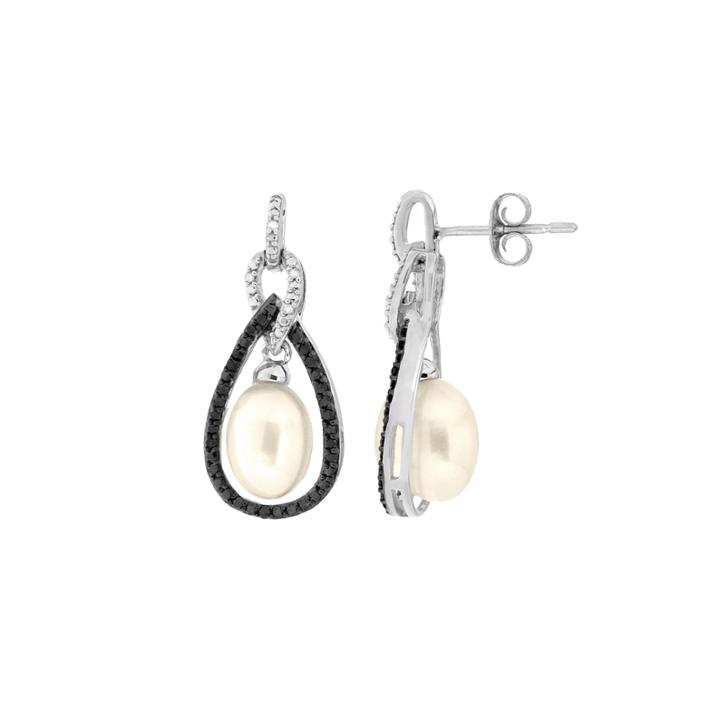 3/8 Ct. T.w. White Pearl 14k Gold Drop Earrings