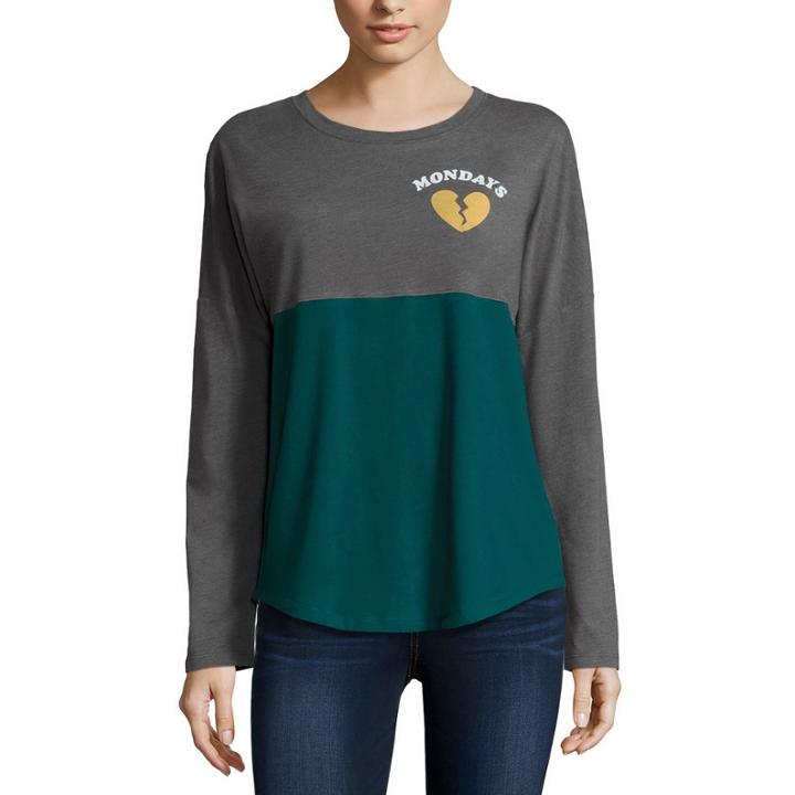 Long Sleeve Scoop Neck T-shirt-womens Juniors
