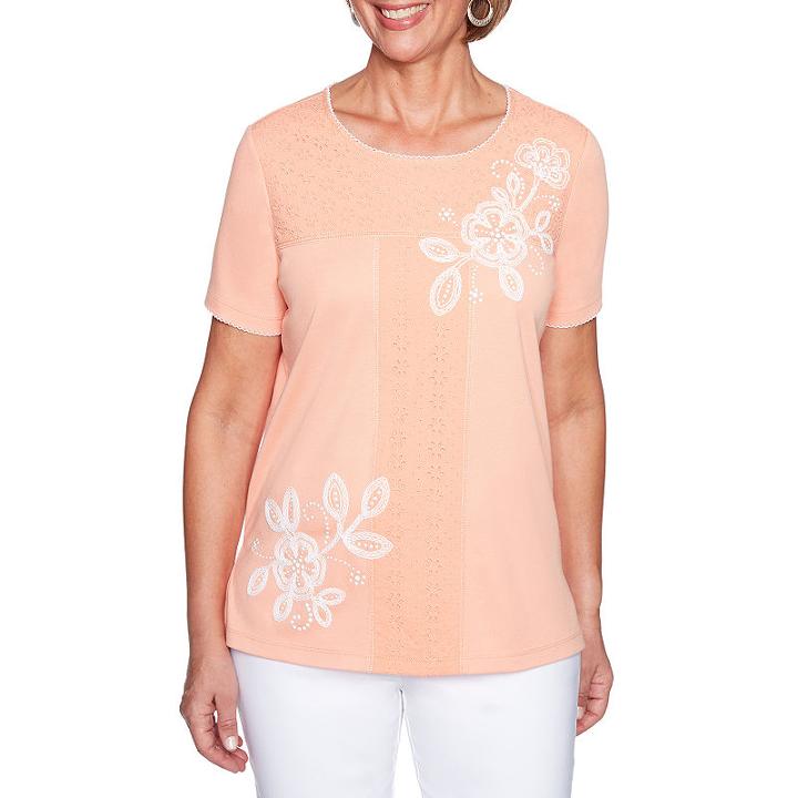 Alfred Dunner Los Cabos Short Sleeve Crew Neck T-shirt-womens