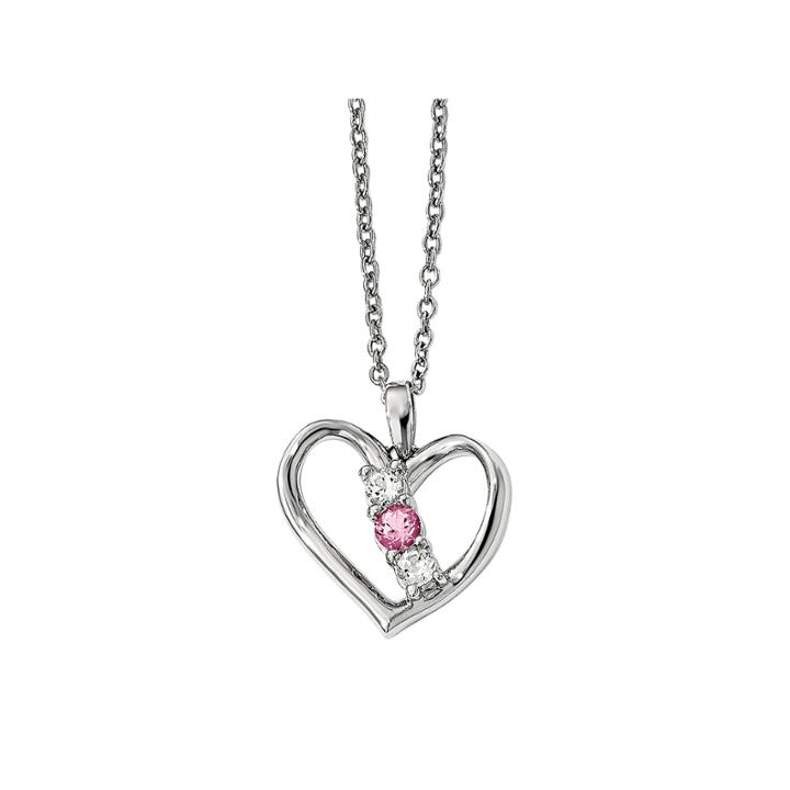 Survivor Collection Genuine Clear & Pink Swarovski Topaz Sterling Silver Heart Of Confidence Necklace