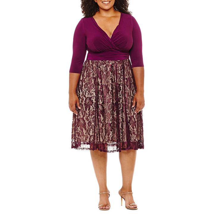 Melrose Elbow Sleeve Lace Fit & Flare Dress - Plus